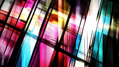 Colorful overlapping abstract shapes with different vibrant and dynamic colors