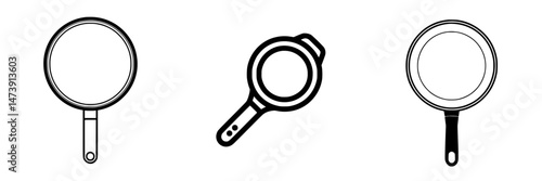 Vector illustration of various kitchen strainers used for food preparation and cooking in culinary tasks