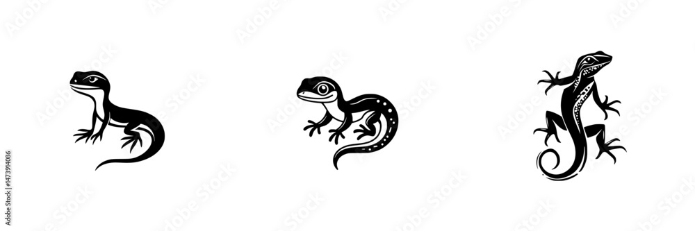Fototapeta premium Vector illustration icons of lizards showcasing different poses and styles suitable for various design projects