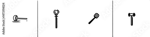Vector illustration icon set featuring various tools used in different crafts and activities