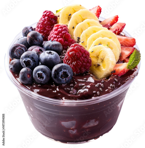 PNG Colorful acai bowl with fruits