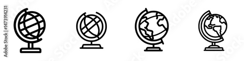 Vector illustration icons of globes representing different views and perspectives of our planet