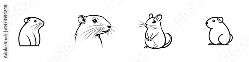 Vector illustration of various cute rodent characters in different poses showcasing their distinct features