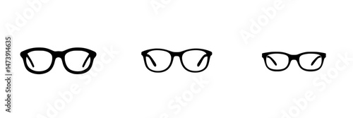 Vector illustration of various eyeglass frames showcasing different styles and designs for vision correction and fashion accessories