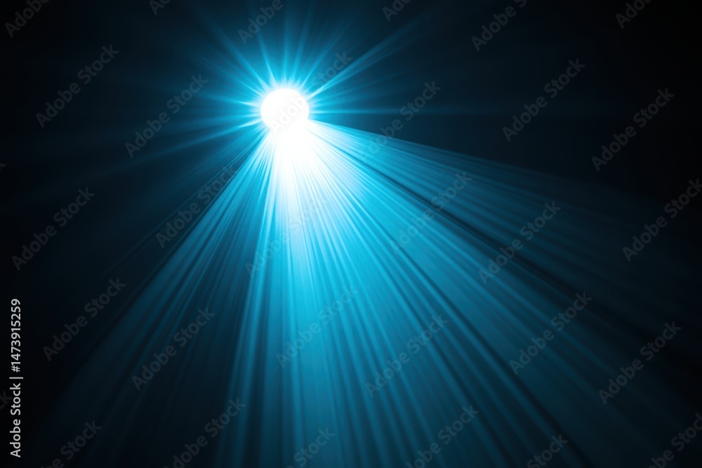 Obraz premium A stage illuminated by blue light rays creating an atmospheric setting. No recognizable performers or audience visible.