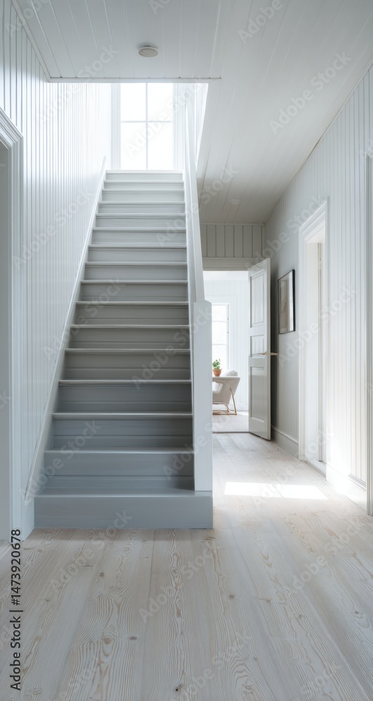 Fototapeta premium Hallway with Stairs and Natural Light
