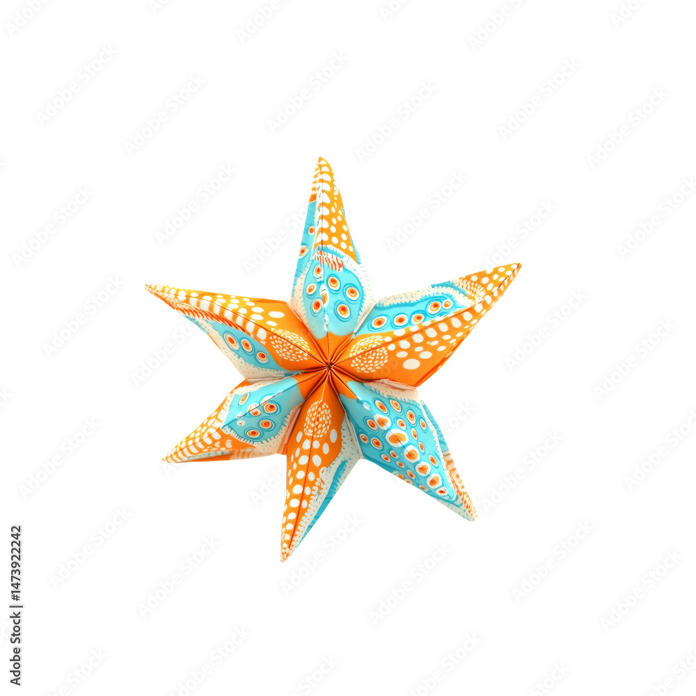 Obraz premium Vibrant Orange and Teal Origami Star Decoration