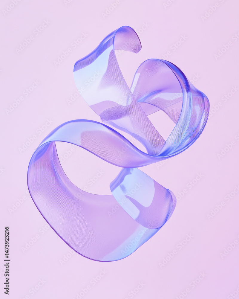 Fluid blue ribbons undulate gracefully above a pastel lavender backdrop Fluid blue ribbons undulate gracefully above a pastel lavender backdrop