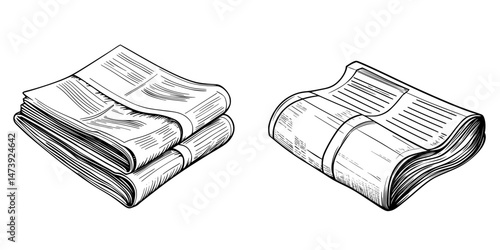 A modern outline sign, the newspaper line icon is a linear pictogram isolated on a white background, symbolizing news through a logo illustration