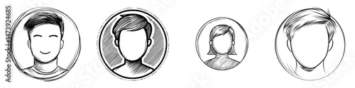 A modern, linear-style pictogram of a user account avatar line icon is isolated on a white background, also symbolizing an admin profile with an editable stroke