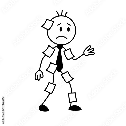 Stressed businessman overwhelmed by sticky note reminders