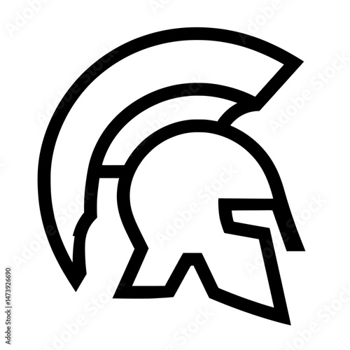 A contemporary illustration on a white background depicts a gladiator helmet and knight as a modern icon