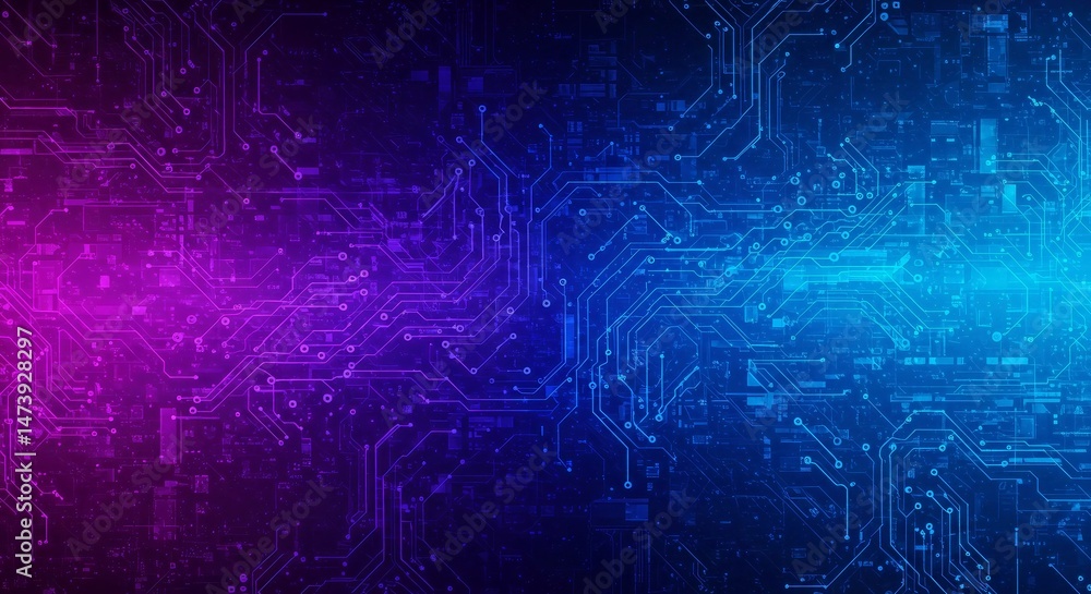 Obraz premium Blue & Purple Circuit Board Technology Background. Modern Digital.