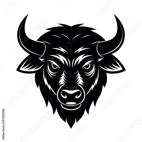 Enraged Bison Face Mascot Tattoo Illustration