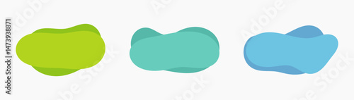 Obraz na płótnie Blob liquid amoeba banners in various shapes set. Green and blue colors smooth modern cloud backgrounds. Vector illustration. w salonie