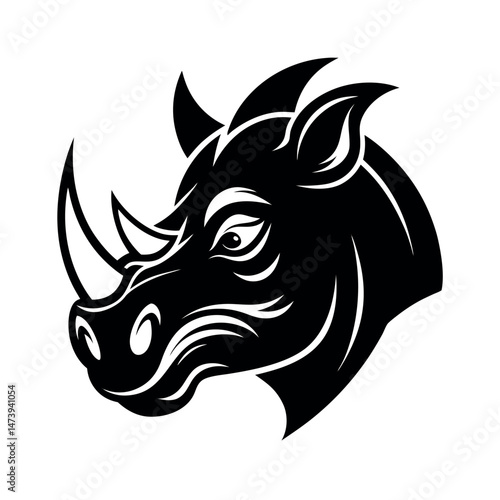 Mad Rhino Snort Mascot Tattoo Illustration Vector