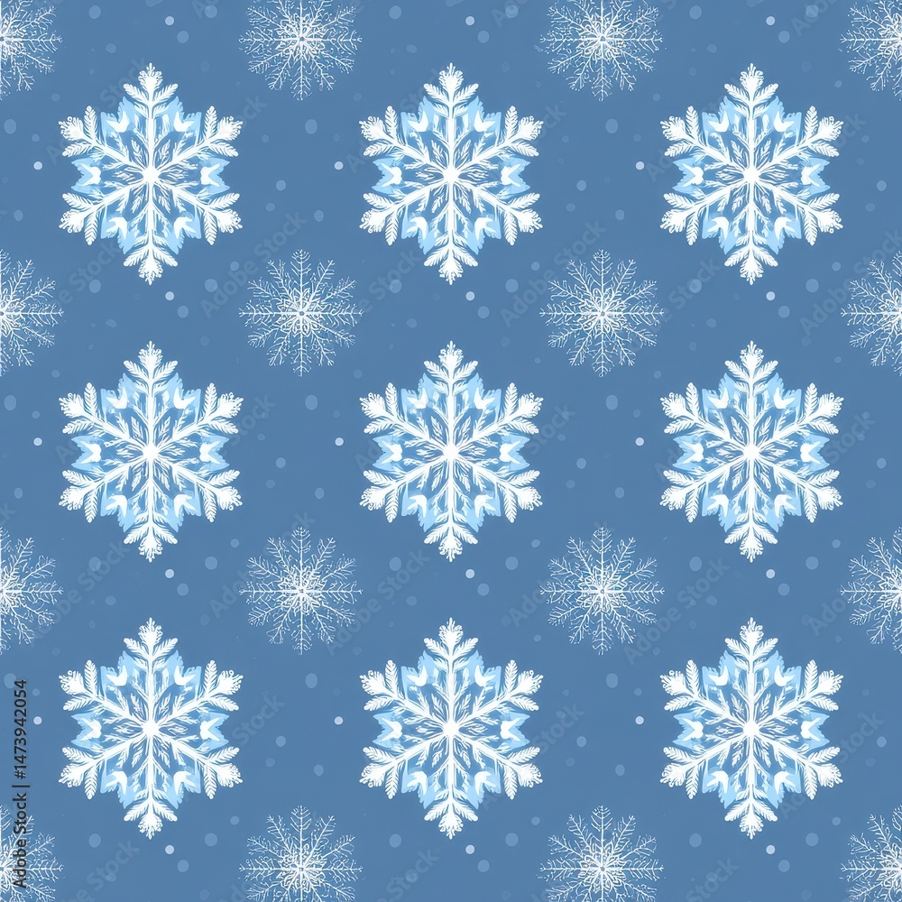 Pixelated Blue Snowflake Winter Seamless Pattern Pixelated Blue Snowflake Winter Seamless Pattern