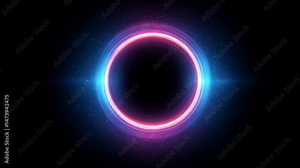 Neon cosmic vortex with glowing center, a surreal dance of pink and blue energy in deep space Neon cosmic vortex with glowing center, a surreal dance of pink and blue energy in deep space