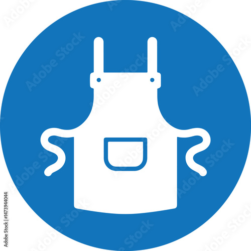 ISO mandatory safety sign, wear apron, blue circular icon