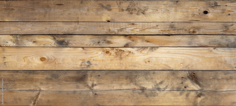 Fototapeta premium Old brown rustic bright grunge wooden timber wall or floor or table texture - wood background banner