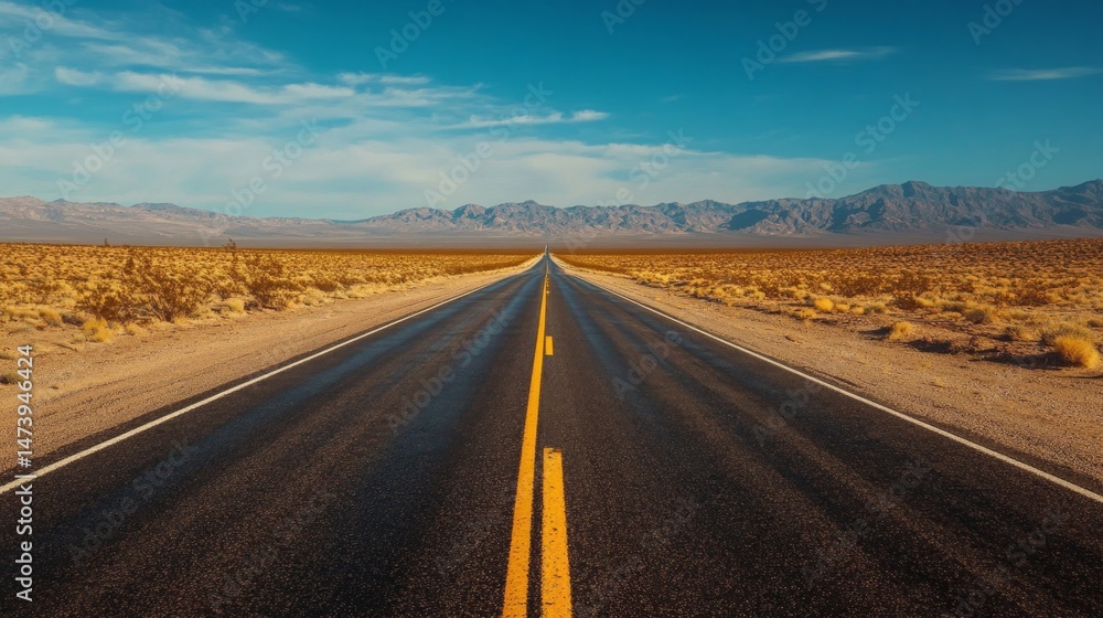 Naklejka premium Desert Highway Under a Vast Sky