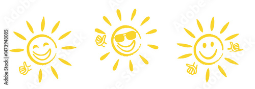 Cheerful Cartoon Sun with Sunglasses — Bright Yellow Summer Character Full of Joy, Warmth, and Positivity for Fun Nature or Leisure Illustration Design