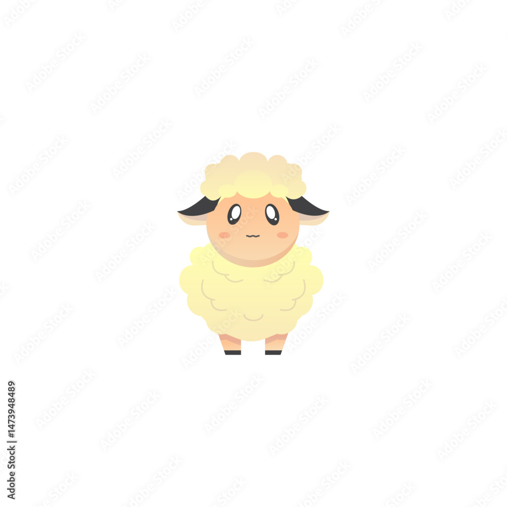A funny cartoon sheep, a cute white farm animal illustration vector A funny cartoon sheep, a cute white farm animal illustration vector