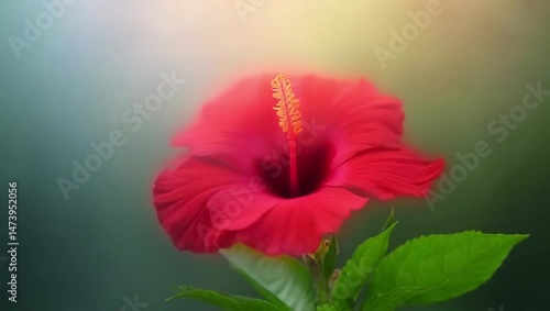 Wallpaper Mural Timelapse of a hibiscus flower blooming with glowing red petals, showcasing vibrant color and natural beauty, created with generated AI. Torontodigital.ca