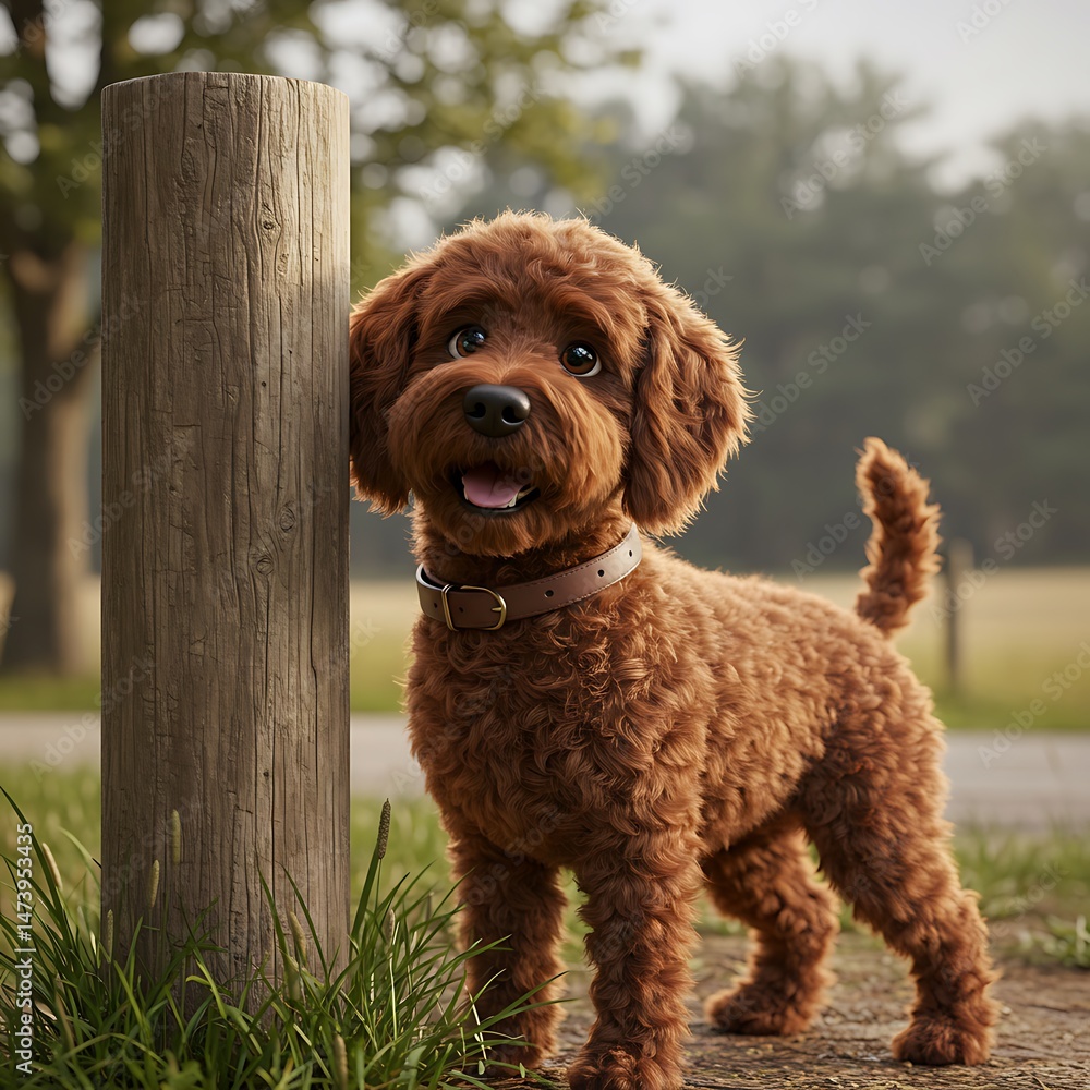 Golden Doodle Joy: Park Portrait Golden Doodle Joy: Park Portrait
