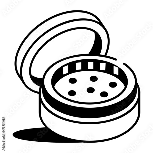 A doodle style icon depicting cannabis grinder 
