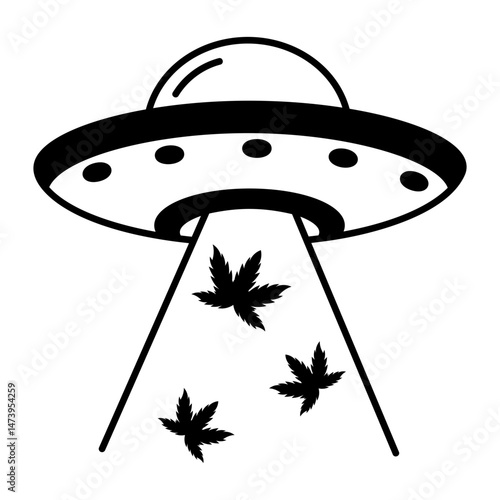 Ufo abduction icon in hand drawn style 

