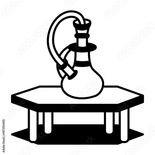 A hand drawn icon of a hemp bong on a table 