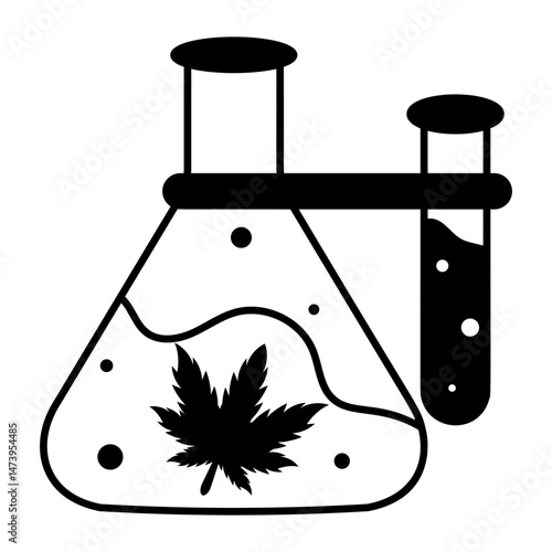 A hand drawn style icon showing cannabis lab  