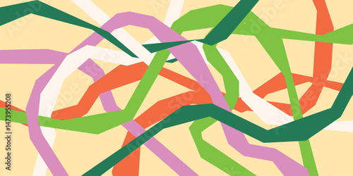Colorful rigid lines background. Abstract complicated tangled lines vector illustration design backdrop.
