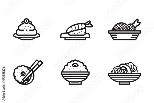 Tempura Food Outline Style Drawing