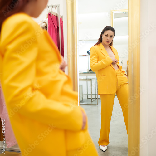 Ragazza in negozio di abbigliamento