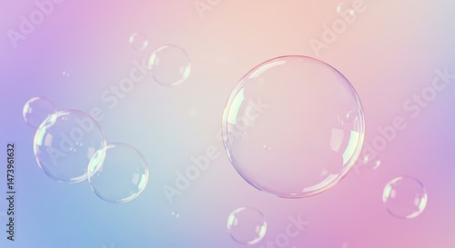 Wallpaper Mural Floating Soap Bubbles, Pastel Rainbow Background, Airy, Light, Dreamy Torontodigital.ca