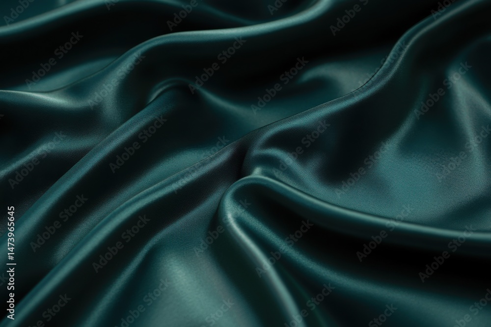 Obraz premium Deep teal silk drapes in elegant folds