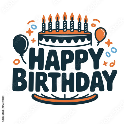 Canvas Print Happy birthday lettering