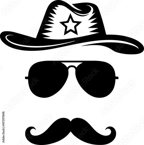 Cowboy Hat Icon – Western Sheriff Star Hat Silhouette