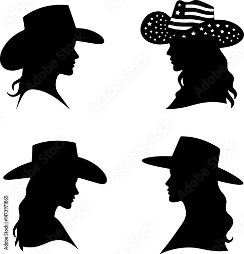 Cowboy Hat Icon – Western Sheriff Star Hat Silhouette