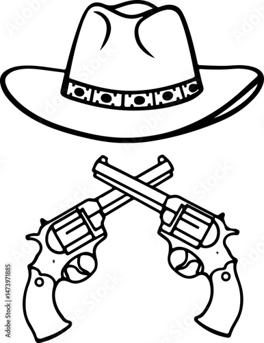 Cowboy Hat Icon – Western Sheriff Star Hat Silhouette
