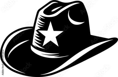 Cowboy Hat Icon – Western Sheriff Star Hat Silhouette