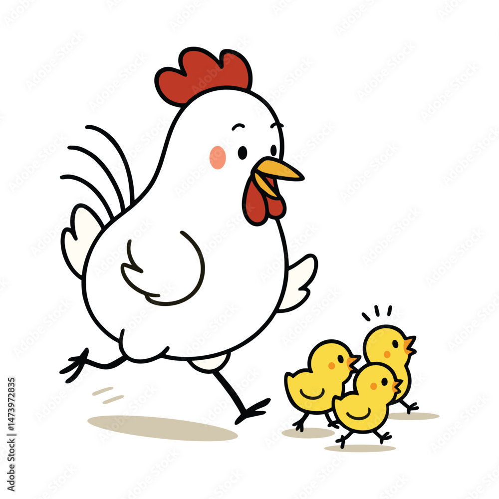 vector illustration of a chicken with chicks feeding vector illustration of a chicken with chicks feeding