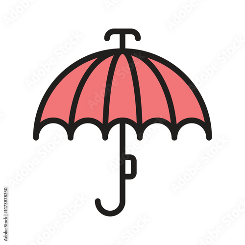 An umbrella shielding rain droplets, indicating rainy weather