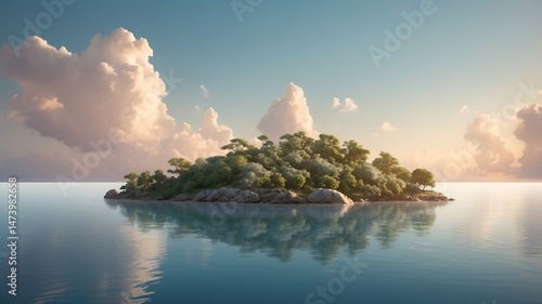 A mesmerizing surreal landscape showcasing floating islands adorned with lush
