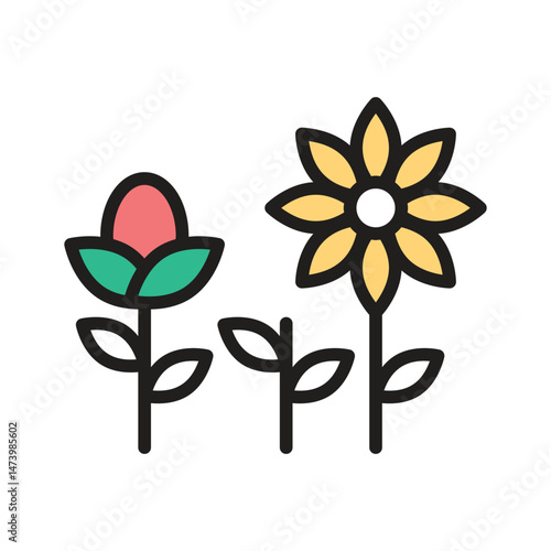 Blooming flowers representing spring weather and growth.