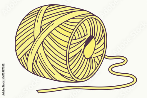 115 a coil of thick, soft, vibrant yellow yarn, detailed texture, high quality, studio lighting, clear focus