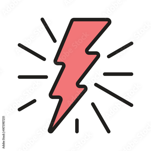 A bold lightning bolt, symbolizing stormy weather or electricity.