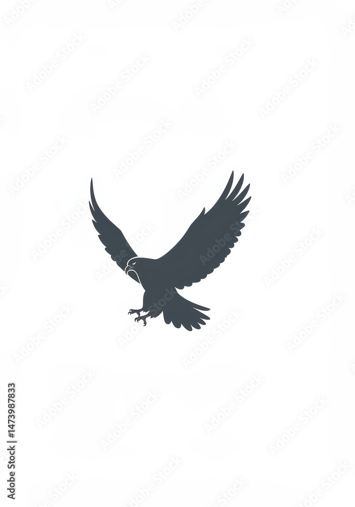 Obraz premium Majestic Eagle in Flight, Soaring Bird of Prey Silhouette